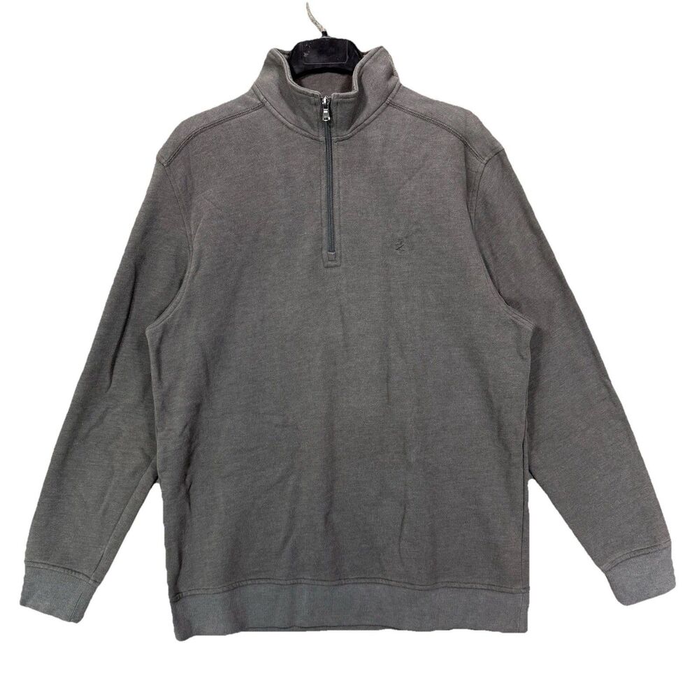 IZOD Saltwater Relaxed Classics Men's Large 1/4 Zip Fleece Pullover Gray L